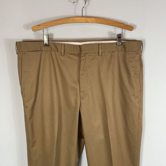 Lands' End Men's Traditional Fit Cotton Dress Pants Lt Brown Khaki 42x30.5 - Picture 3 of 11